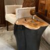 Organic shaped Stump Side table – Natural and Black