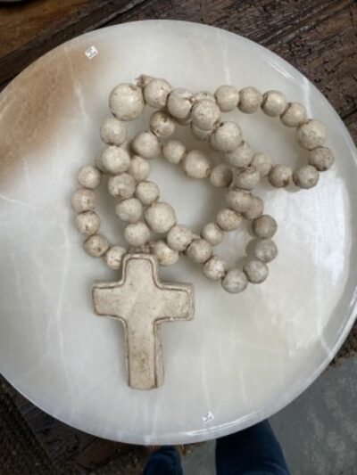 Rosary Beads & Cross Clay 1.10cm White