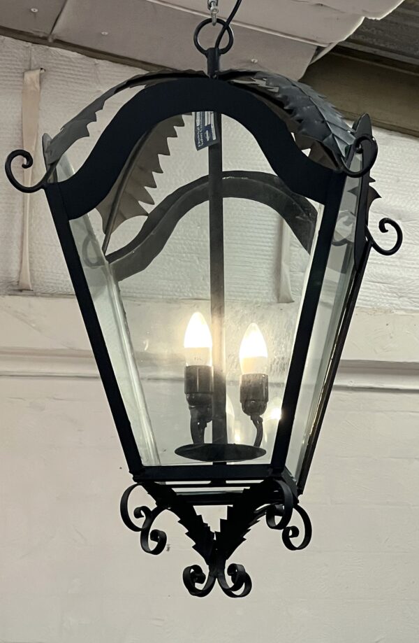 Lantern Sencillo black w/clear glass wired 400 * 700mmH