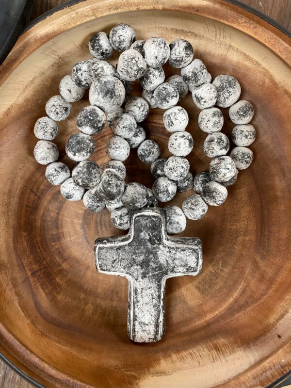 Rosary Beads & Cross Clay 1.10 cm  BlackWash