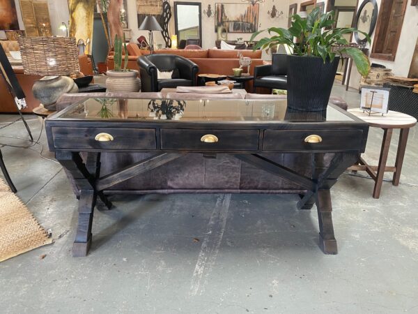 Toulouse Console with Glass Top & Drawers
