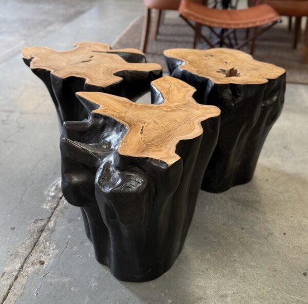 Organic shaped Stump Side table – Natural and Black