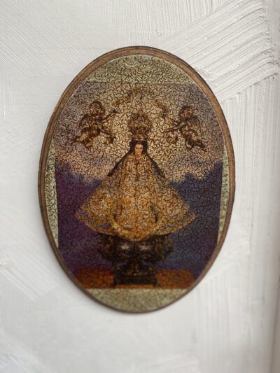 Virgin of Prague on Oval Hardwood