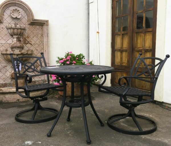 Luxury Santorini Bistro Table  with Swivel Chair Set by Landgrave