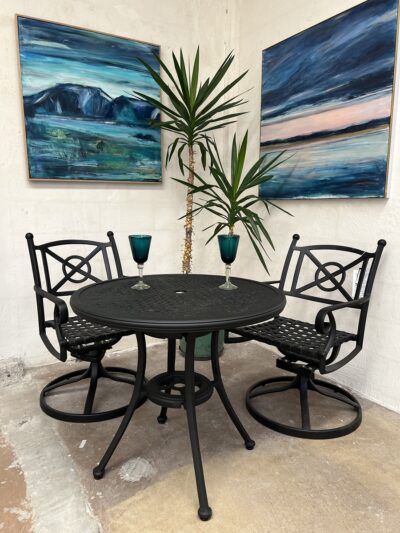 Luxury Santorini Bistro Table  with Swivel Chair Set by Landgrave