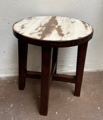 French Farmhouse Side Table – Whitewash 40cm dia *45cmh