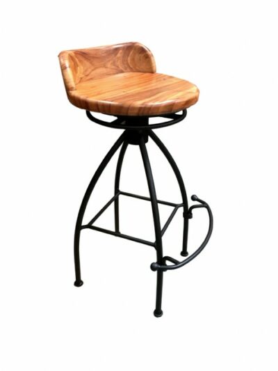 Banca Bar Stool Wood & handforged Iron Seat Height