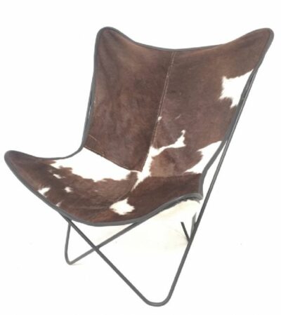 Butterfly Chair Brown-Wht Cowhide