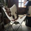 Butterfly Chair Tan and White Cowhide 0.96bh x 0.3