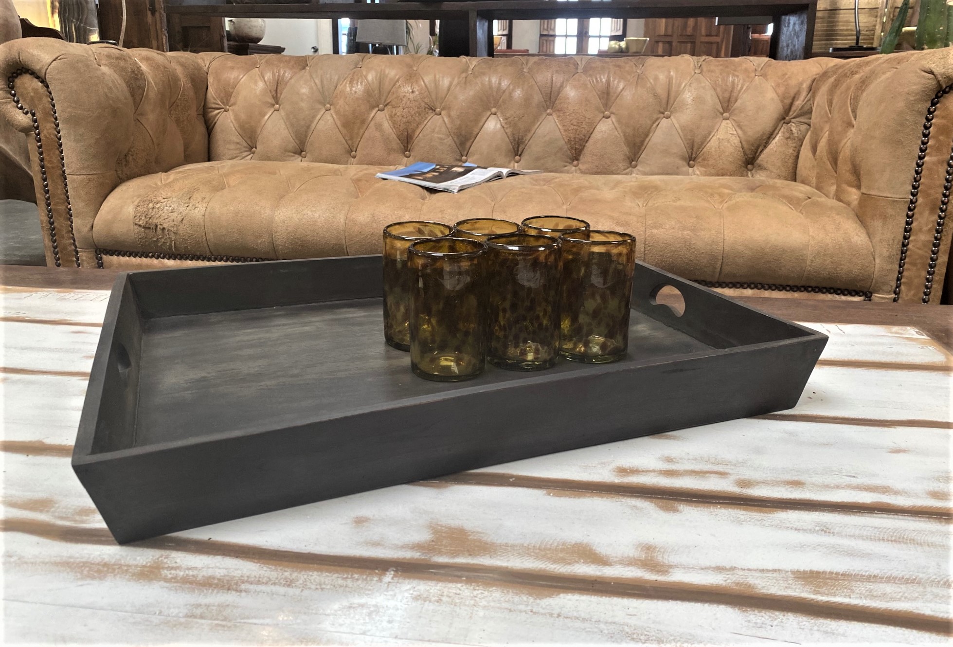Ottoman Tray Black LA Imports