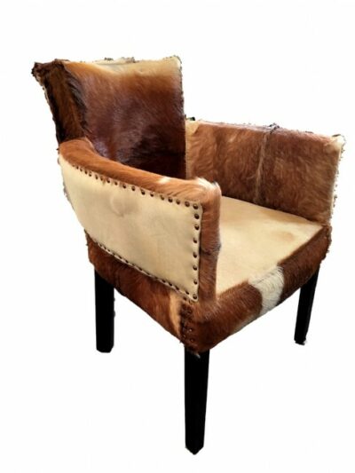 Bilboa Chair Tan and White Goat Hide 65cm 47SH 85c