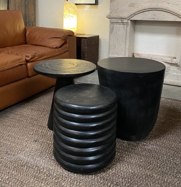 Pyramid Side Table | Black with Natural Top
