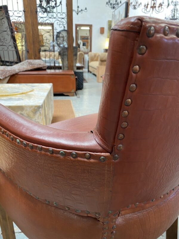 Crocodile Print Leather Tub Chair