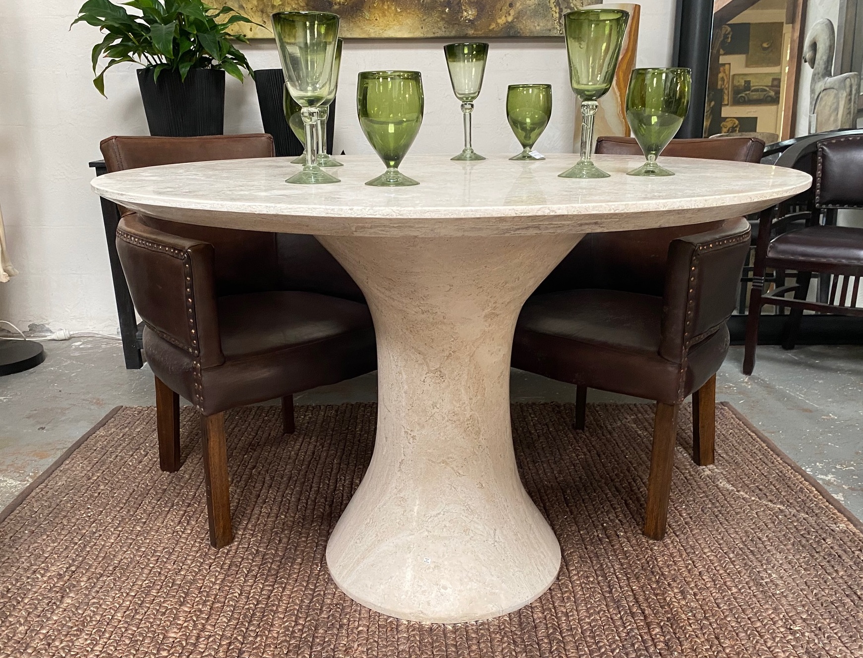 Apartmento Round Dining Table 1.2m Travertino LA Imports