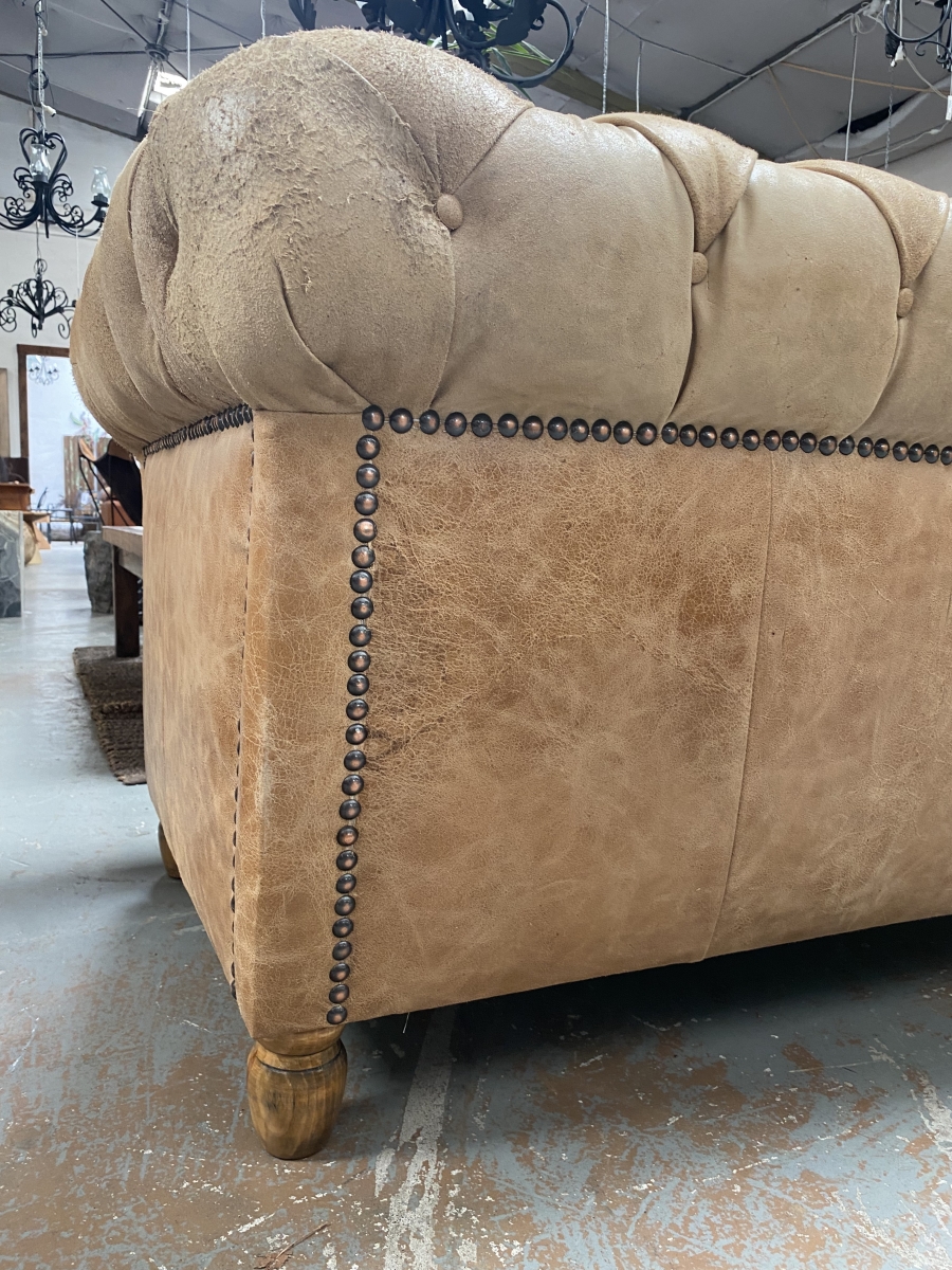 Chesterfield 2.12m Full Grain Leather "Ruina" Oak LA Imports