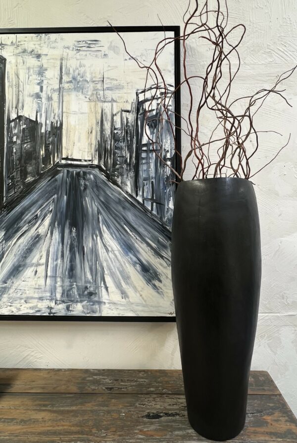 Elegante Wooden Vaso | Handmade Matt Black