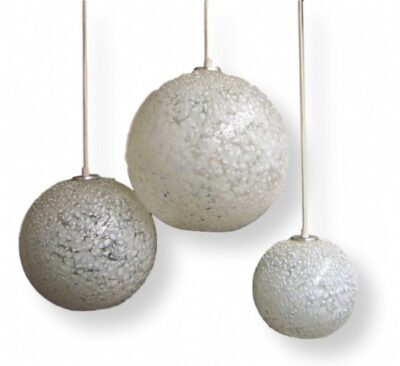 Handblown Pendant Spheres | White Confetti