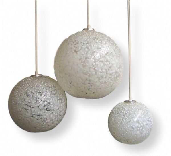 Handblown Pendant Spheres | White Confetti