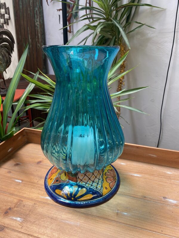 Glass and Talavera Hurricane Lamp