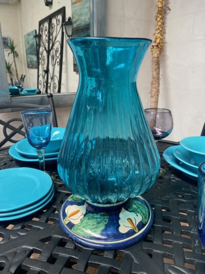 Glass and Talavera Hurricane Lamp