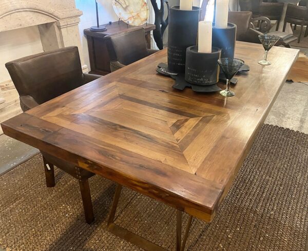 Dylan Dining Table | Tropical Hardwood with Iron Base