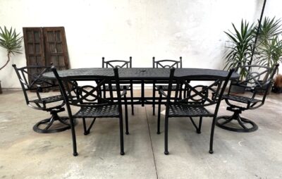 Santorini Oval Feasting Dining Table by Landgrave Mixed Set 6 Chairs