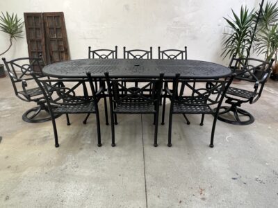 Santorini Oval Feasting Dining Table Set 8 Chair Mixed Set | by Landgrave
